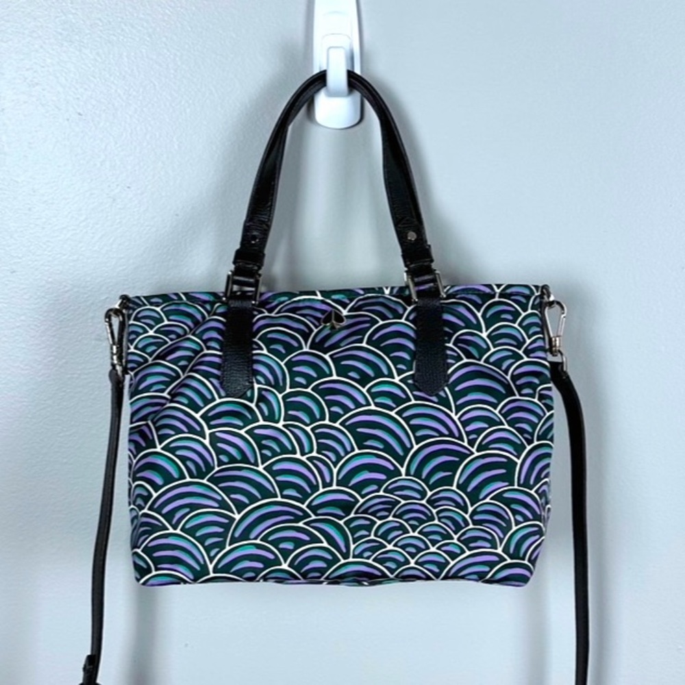 Kate Spade Pineforest Taylor Party Bubbles small purple nylon crossbody tote